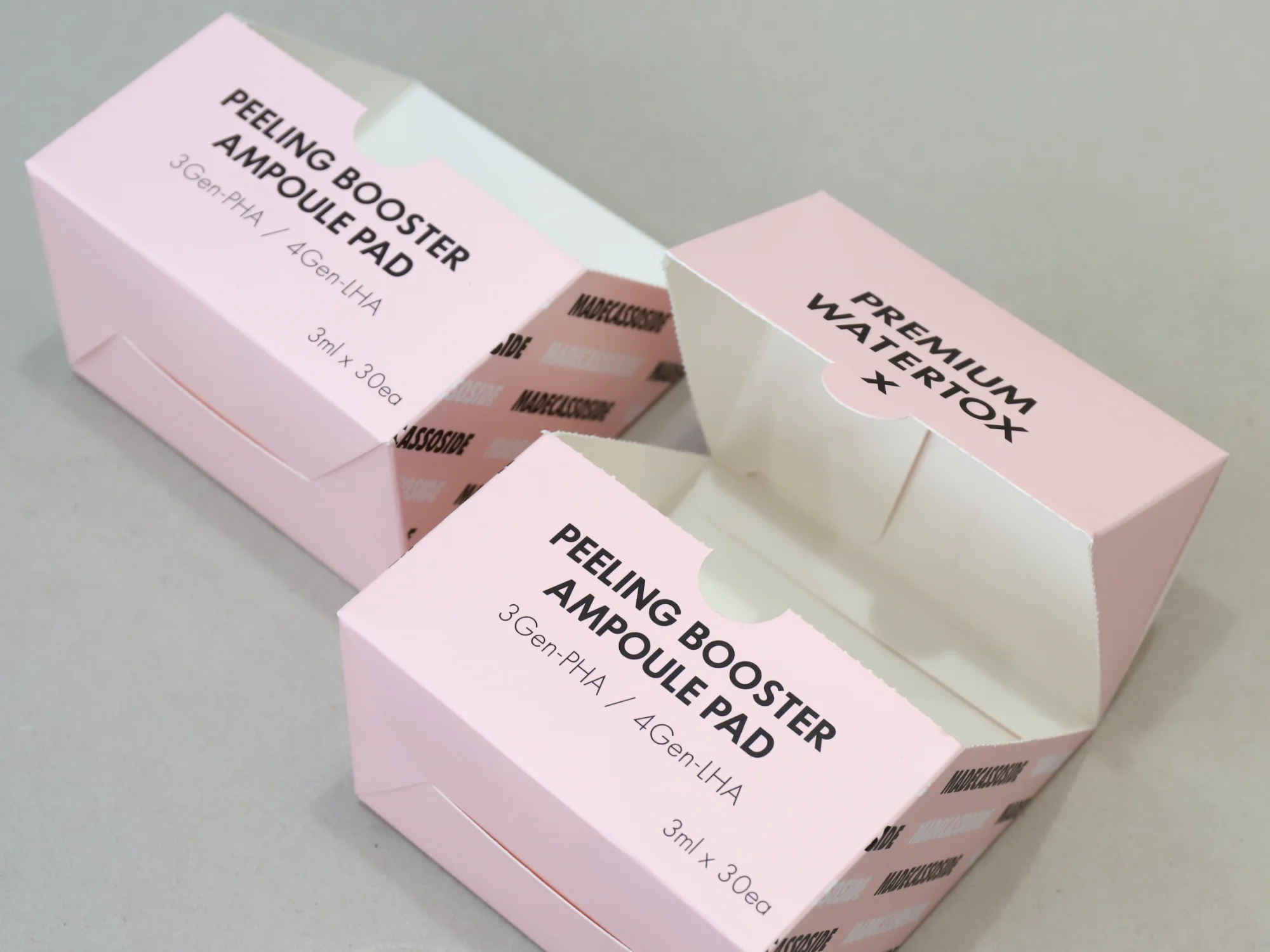 레아뷰티 앰플 미싱칼 포인트 박스 박스 제작 사례 - 방산포장